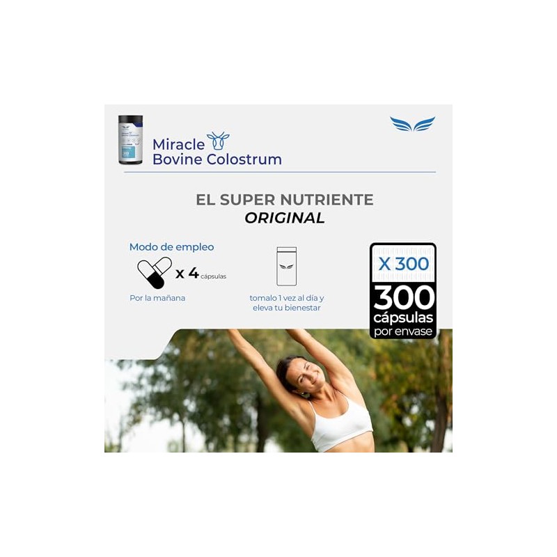 ETERNAL NUTRITION Miracle: Calostro Bovino 50% IgG Puro (300 Cápsulas)