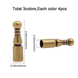 CHGCRAFT 12Pcs 3Colors Bolo Tie Tips Replacement End Caps Metal Accessories Retro Bolo Tie Tips for DIY Keychain Sweater Chain Bracelet Necklace Jewelry Making Findings