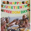 Pre-Strung Happy Juneteenth Freedom Banner Decorations for Party, Glitter Juneteenth