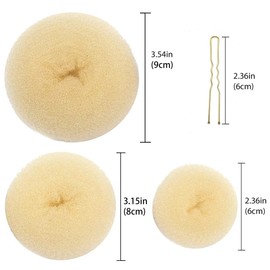 Donut Bun Maker, 3pcs Donut Bun Hair Bun Maker, 10pcs Doughnuts Sock Bun Ring Styler Maker (Beige)