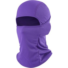 Balaclava  Mask Adjustable Windproof UV Protection Hood - Color: Purple, Size: One Size