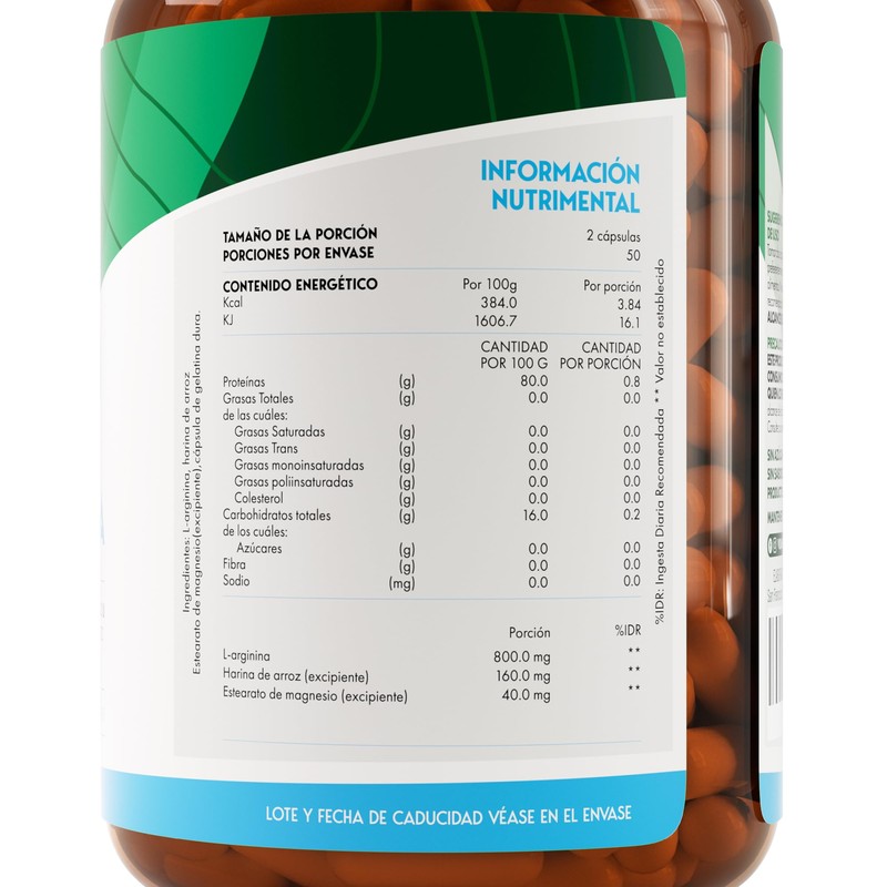 L-ARGININA | Vidawell | Cápsulas de 500mg de Fácil Absorción