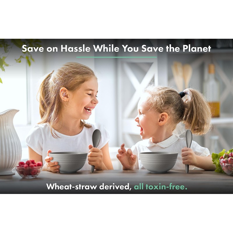 FOODLE Wheat Straw Dinnerware Sets for 4 - Lightweight &