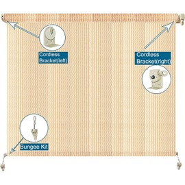 Sunshade Replacement Accessories, Bungee Jumping kit and Cover end 3 Sets, Suitable for Coolaroo External Roller Blinds and Cordless Roller Blinds (Beige)