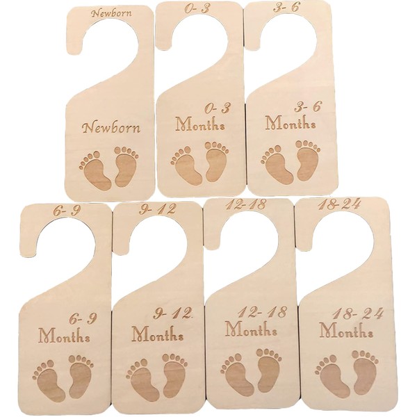 7pcs Wooden Baby Wardrobe Dividers Wardrobe Dividers Baby Dress Waist Divider Clothes Separators Clothes Sorter for Newborn to 24 Months