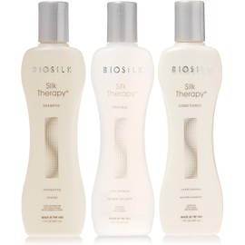 BioSilk Silk Therapy Trio Gift Set: Champú y acondicionador de seda para todo tipo de cabello, deja el cabello saludable y manejable