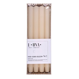 DONAU Home Set of Long Ribbed Taper Candles / Cream Beige / 4 Pieces / 30 x Diameter 2.5 cm Unscented/Ribbed Taper Candles / Table Candles for Decoration in the Living Room, Bathroom / 10 Hours