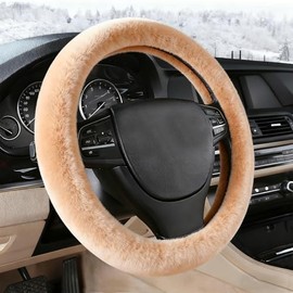 Funda de Volante Peluda y Cálida, Funda Universal de Volante de Felpa Cálida de Invierno de 14.5-15 Pulgadas, Suave y Esponjosa, Diseño Antideslizante