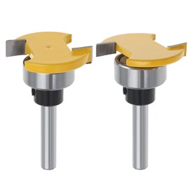 SG Store Set of 2 Wood Cutters with 6 mm Shank and Bearing Groove, T Groove Cutter, Wood Cutter Groove Cutter Cutter 6 x 4 mm and 6 x 6.35 mm, Woodworking Tool for Bookshelf