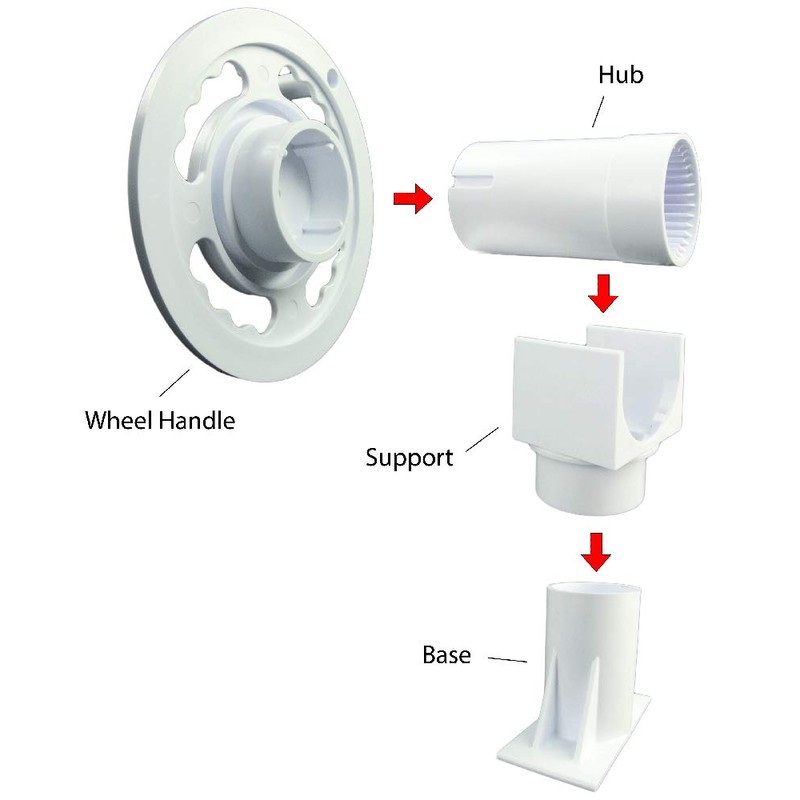 Sun2Solar Replacement Rotating Shaft/Hub for Plastic Solar Reel | White