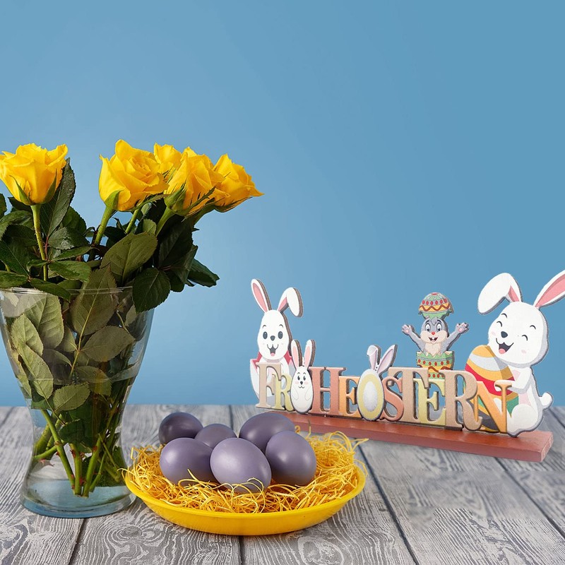 KEELYY Easter Lettering Stand, Easter Decoration Wood, Merry Easter Lettering,