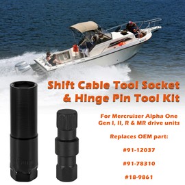 DearChan Upgraded Shift Cable Tool Socket & Hinge Pin Tool Kit Fit for Marine Mercruiser Alpha One Gen I, II, R & MR, Bravo I II & III, Replaces OEM #91-12037,91-78310,18-9861, 2pcs…