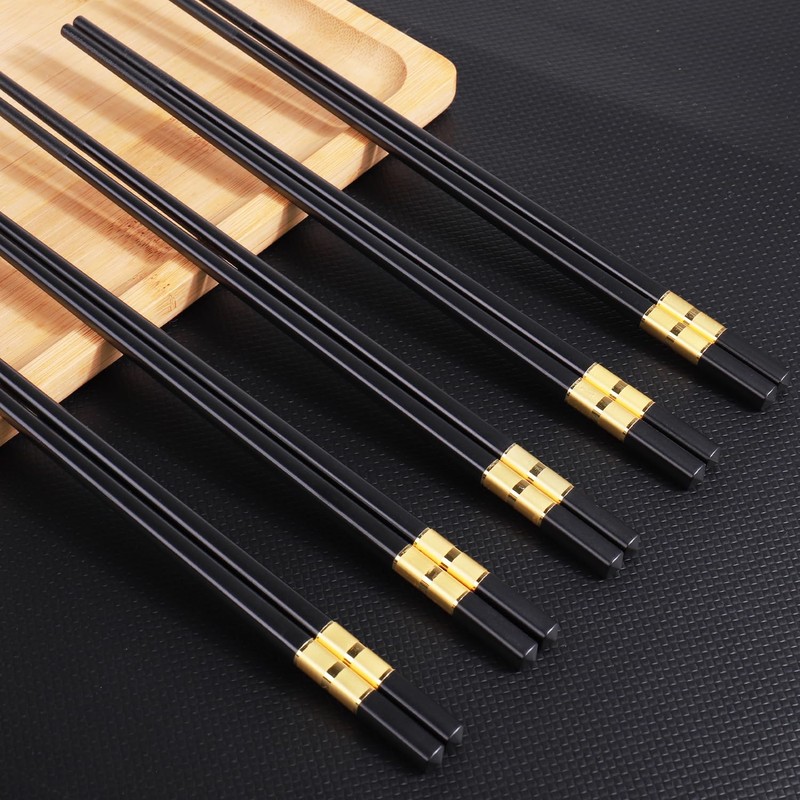 GLAMFIELDS 5 Pairs Premium Chopsticks Reusable Dishwasher Safe 9.5 Inch