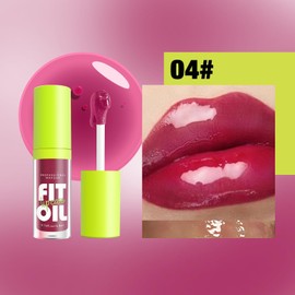 Qifylmaf 8 Colors Lip Plumping Gloss With Big Brush Head, Moisturizing Formula, Visibly Defines & Plumps Lips Repairing Lightening Lines Fresh Clear Smooth Care (# 04)