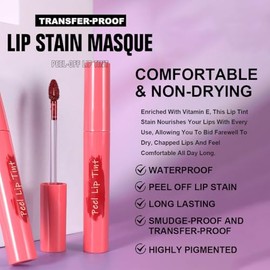Tinte labial mate de 3 colores para despegar, tatuaje de labios, delineador de labios natural, de larga duración, impermeable y a prueba de transferen
