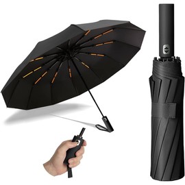 Paraguas Sombrilla Plegable Automático, Paraguas de Bolsillo Reforzado con Protección UV, Sombrilla Grande para Lluvia y Sol, Portátil, Con 24 Varillas Reflectantes, Para Hombres y Mujeres