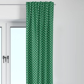 Bacati - Pin Dots Single Window Curtain Panel Light-Filtering 100% Cotton Percale Machine Washable (Green)