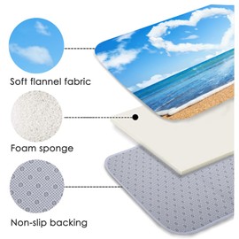 Non-Skid Low Pile Sponge Foam Door Entry Rug for Bathroom Mat,Orange Beach Theme Print Separate Tub Shower Skid Proof Long Rugs, Home Décor 3D Optical Illusion Rug Non Slip Bath Mats 47 X 18 Inches