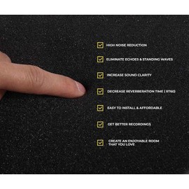 24 Pack Sound Proof Foam Panels 1" x 12" x 12" Acoustic Panels Studio Foam Wedges Sound Absorbing Wall Panels Decoration Foam Tiles Sound Proofing Padding for Wall, Home, Office (BLACK/BLUE)