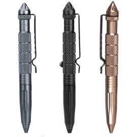 Axmerdal Pack of 3 Aircraft Aluminum Tactical Pen Tungsten Steel Tip Outdoor Survival Tool Emergency Glass Breaker in Car