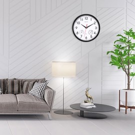 Vigorwise Wall Clock, Sweep Silent Movement Accurate Clocks with Temperature & Humidity, Decorative for Kitchen/Living Room/Bedroom/Office/School/Classroom (Black, 10 inch)