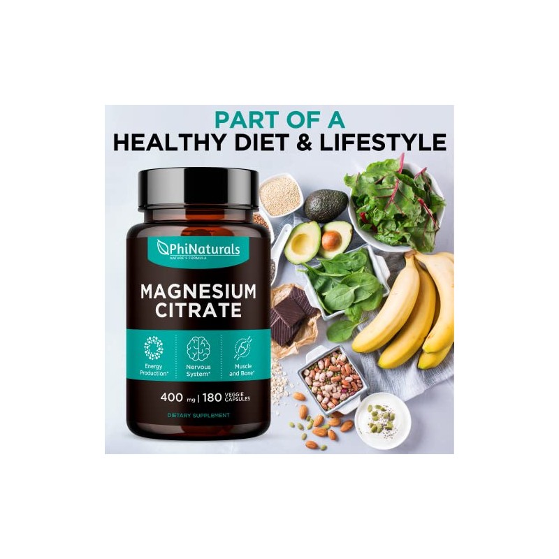 Citrato de Magnesio 400 mg 180 cpsulas por Phi Naturals