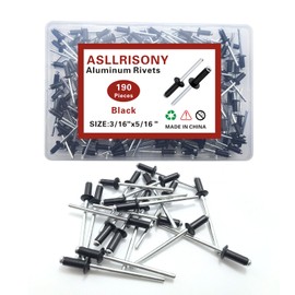 ASLLRISONY 190 Pcs Pop Rivets,Aluminum Rivets,Aluminum blind pro Rivets for DIY/Automotive Repairs/Metal/Furniture/Instruments(Black, 3/16"*5/16")