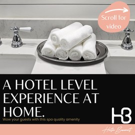 Hinton Beaumont Linen Co. Bathroom Hand Towel Set - Vanity Tray & (6) 12x12 Hotel wash Cloths - Powder Room Towels - Guest Bathroom Essentials