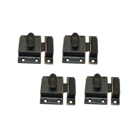 QCAA Traditional Oval Turn Cabinet Latch, Solid Brass, 2", for Cupboard & Other Furniture, Venetian Classical ORB, 4 Pack, Made in Taiwan