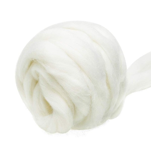 3.53oz Wool Roving Yarn, Fiber Roving Wool Top, Wool Felting Supplies, Pure Wool, Chunky Yarn, Spinning Wool Roving for Needle Felting Wet Felting DIY Hand Spinning