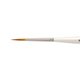 Silver Brush Ultra Mini Designer Round Short Handle Series 2431S Size6, Golden Taklon Filaments, Pearl White, 17x1x1 cm