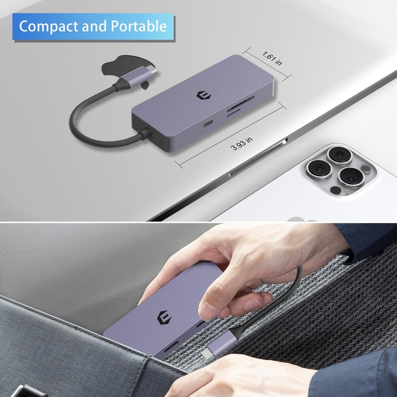 6 in 1 USB C Hub with Two Displays, USB