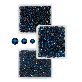 qiipii Ink Blue Resin Rhinestones for Crafting 3mm 4mm 5mm Montana Flatback Jelly Stones Bulk SS10 SS16 SS20 Non-Hotfix Navy Blue Diamonds Gems for Nails Face Eyes Makeup Tumblers DIY Crafts Decor