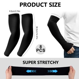 Leikedun 4 Pairs Arm Sleeves for Men & Women Ultralight Compression Arm Sleeves UV Protection Adult Black Comfort Fresh Sports Compression Arm Sports Cycling Golf, black, Unit size