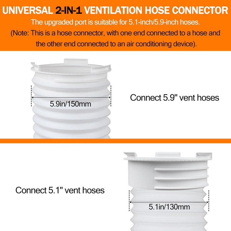 1 Pack Portable AC Exhaust Hose Coupler, 5.9" Universal Connector