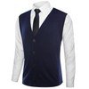 Kallspin Men's Knitted Cardigan Sleeveless V-Neck Wool Blend, navy