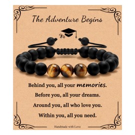 Graduation Gifts for Son Boyfriend Brother Grandson Class of 2023 Seniors High School College Graduation Gifts Adjustable Mens Beaded Bracelets Inspirational Message for College High School Graduates