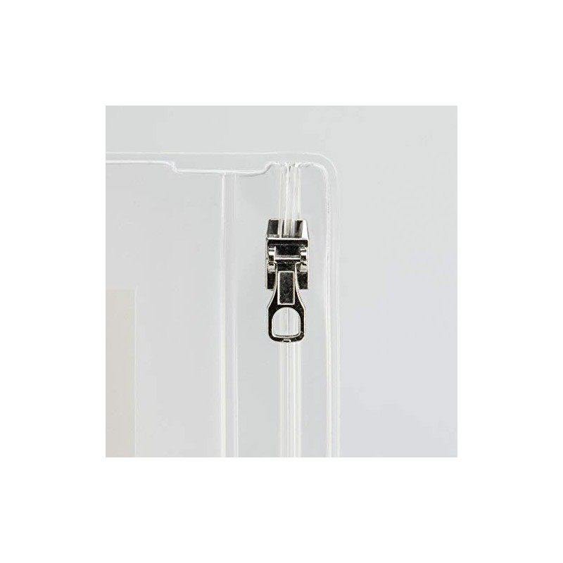 Ring Binder Pocket with Zipper, Vinyl, Hole Punched, 9-1/2 x