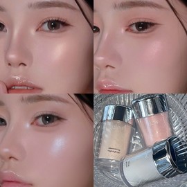 glow seasoning highlighter | luminous loose-powder highlighter | ultra-fine particles for pore-blurring smooth skin | precision seasoning jar for controlled application | 0.11 fl oz × 3 ea