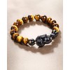 Jewever Tiger Eye with Black Obsidian Fox Bracelet for Women