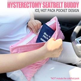 Hysterectomy Seatbelt Pillow Hysterectomy Recovery Must Haves Post Surgery Abdominal Pillows with Ice/Hot Pocket for Tummy Tuck C-Section Recovery Gifts Minky Dot Coral