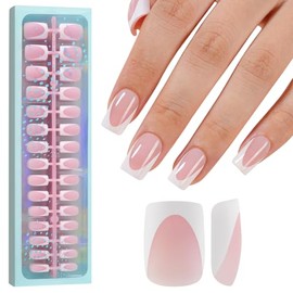 Vansiho Uñas Postizas Francesas De Gel Rosa Intenso, 150 Unidades, Cortas, Cuadradas Y Suaves, Uñas Postizas Francesas Para Manicura, 15 Tamaños