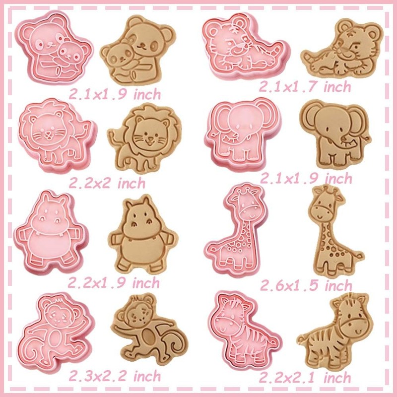 8 Mini Animal Cookie Cutters Set, 3D Raised Design Animal