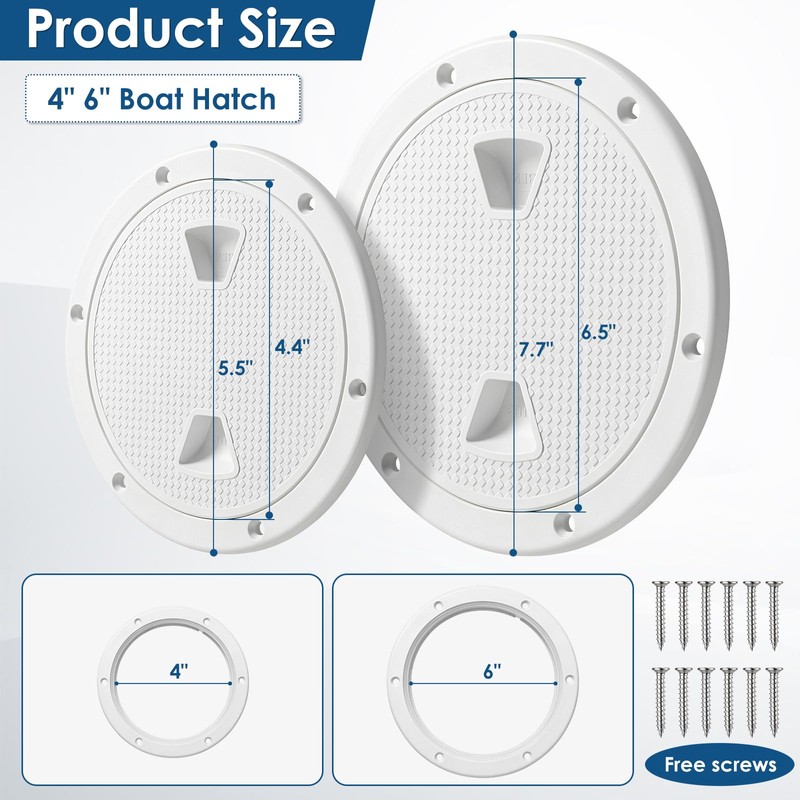 Moresis 2Pcs Boat Hatch- 4" 6" Deck Plate Marine Round