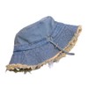 BLUEGLORY Light Blue Cotton Denim Distressed Bucket Hat, Sun Hat,