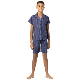 PajamaGram Kids Pajamas - Girls' Sleepwear, Navy Stripe, 12