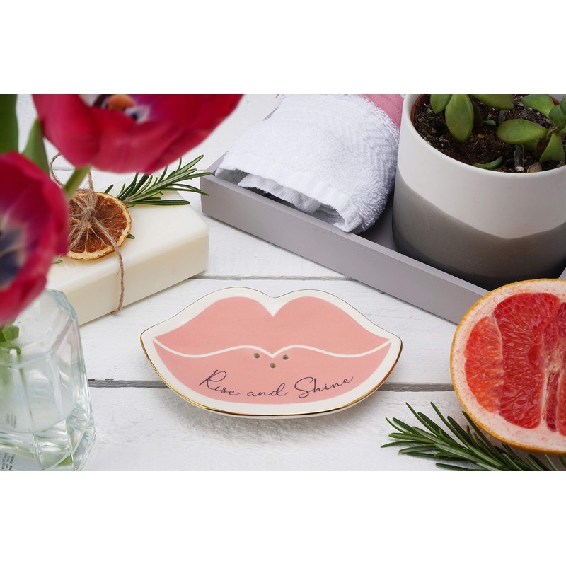 CGB Giftware Blush 'Rise and Shine' Lip Shaped Raised Ceramic