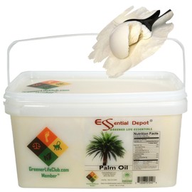 Essential Depot Palm Oil - RSPO Certified - Sustainable - Food Grade - Not Hydrogenated - 7 lbs in a 1 Gallon Pail - HDPE Microwavable Container with Resealable Lid and Removable Handle