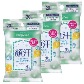 MANDOM Happy Deo Face Sheet, Can Be Used Over Makeup, Clear Fruity, 20 Sheets x 3 Pieces