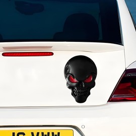 3D Skull Car Decal with Red Eyes, 2-Pack Waterproof Vehicle Stickers for Cars, Trucks, Laptops#c018